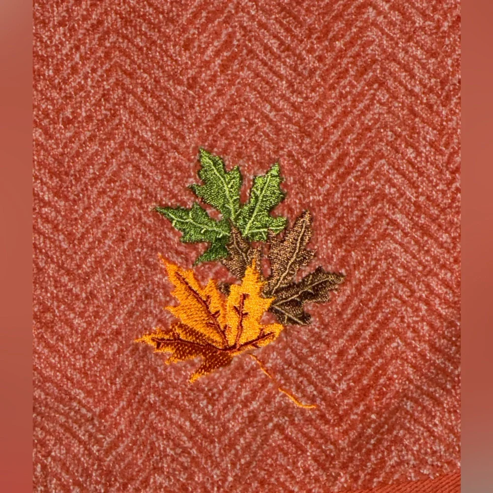 Kitchen autumn leaf towel Embroidered Autumn leaf kitchen hand towel, home decor